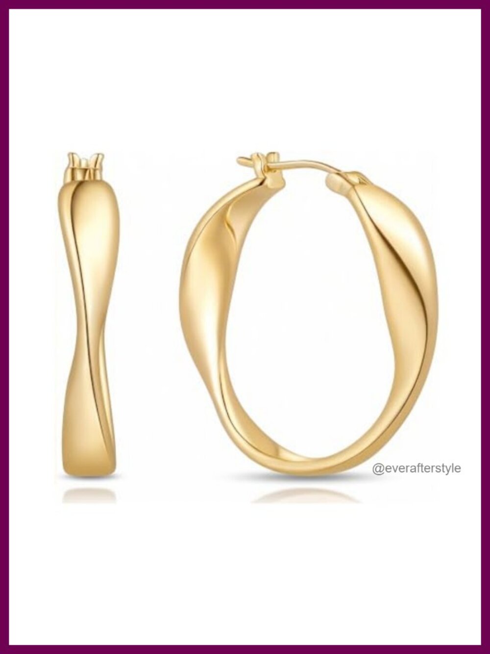 14k Gold Twisted Hoop Earrings Lightweight Hypoallergenic Women 25/30mm